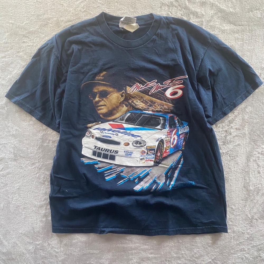 Chase Authentics NASCAR Mark Martin Valvoline Ford Taurus T-Shirt Navy Blue L
